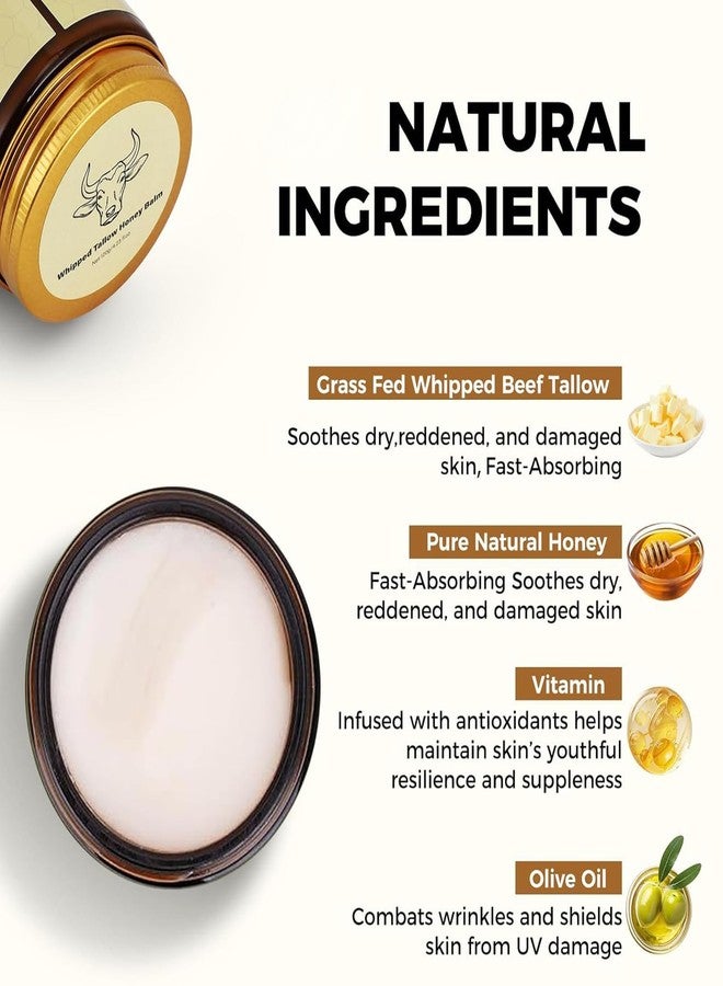 SURORAIN Whipped Tallow Honey Lip Balm, Tallow Honey Body Balm, Grass-Fed Tallow Skin Cream Body Moisturizer, Deeply Moisturizing and Nourishing for Dry Skin, Suitable for Dry, Chapped Skin - Image 2